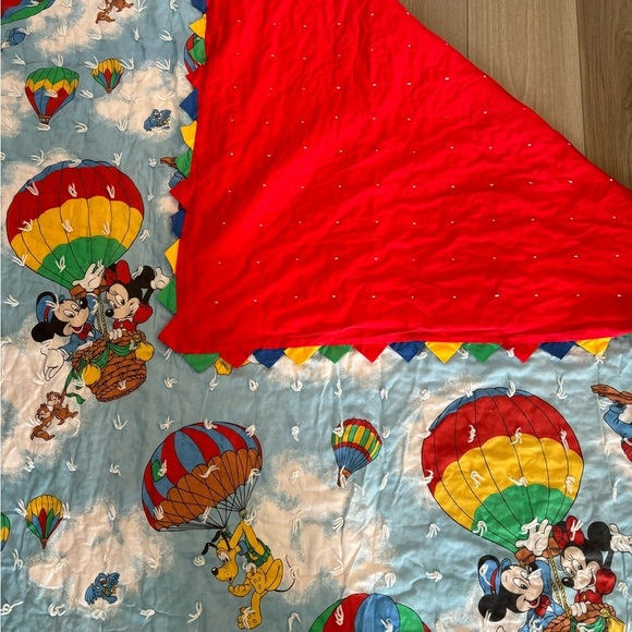Vintage Mickey Minnie Pluto Goofy Air Balloon Twin Comforter Quilt Kids blanket - Picture 5 of 6